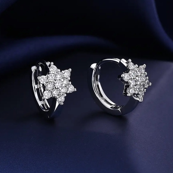 Jewelry - Sterling Silver Cubic Zirconia Star Earrings